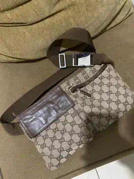 Waistbag gucci beltbag kanvas mix kulit original harga net