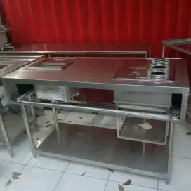 2 unit meja stainless /meja kitchen /ice bin dan pemanas
