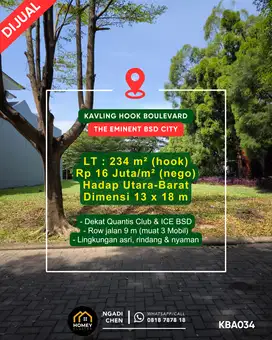 Kavling Hook 234 m² The Eminent dekat QBig & ICE BSD City