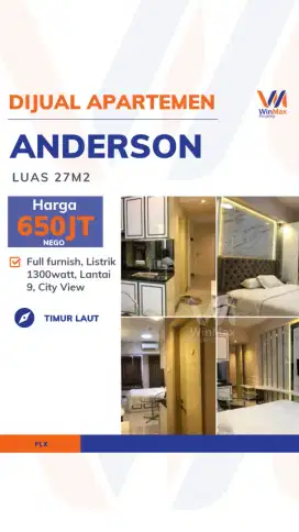 Dijual Apartemen Anderson Full Furnish Lt 9 City View Timur Laut