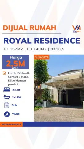 Dijual Rumah Royal Residence 2 Lantai Full Perabot Timur SHM