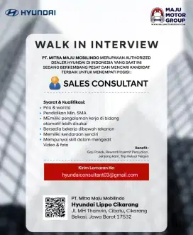 Loker Sales Consultant Hyundai Mobil Korea Full Benefit