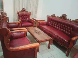 Kursi Tamu Kayu Jati Set Sofa Bangku Meja Ruang Ukir Antik Klasik 3111