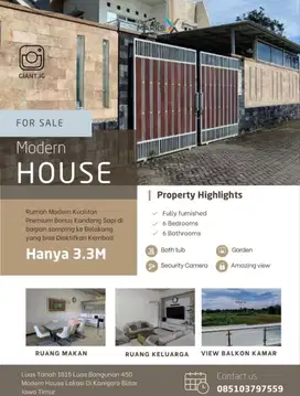 Rumah Mewah View Cakep dengan Full Furnish premium di Kanigoro Blitar