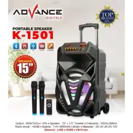 Speaker Portable Advance 15 inch K-1501 2 mic