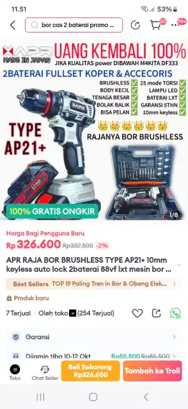 Jual Bor Brushless APR type AP 21+