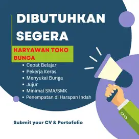 Loker untuk perangkai bunga dan pengantar bunga papan