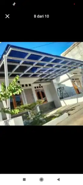 Kanopi carport Teres minimalis mewah atap solarplat trasparan