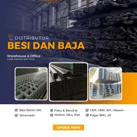 Besi Beton, Wiremesh, Bendrat, Bondek, Pipa Kotak, Cnp, Unp, WF.