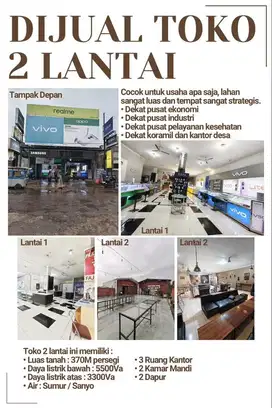 Dijual Toko 2 Lantai Lokasi Sangat Strategis