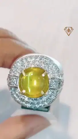 Cat's Eye Alexandrite Chrysoberyl Silver Chrome Rhodium