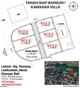 DISEWAKAN TANAH SIAP BANGUN ! KAWASAN VILLA