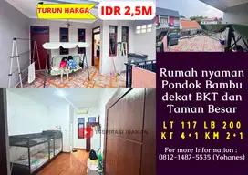 Rumah 117mtr nyaman Pondok Bambu dekat BKT dan Taman Besar