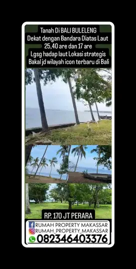 Tanah Premium Di BALI BULELENG  Dekat Bandara Diatas Laut   25,40 ara
