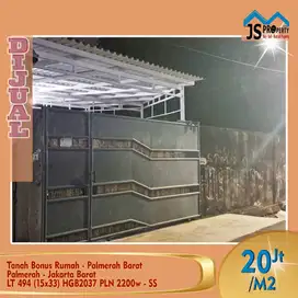 DIJUAL Tanah Bonus Rumah - Palmerah Barat Palmerah Jakarta Barat - SS