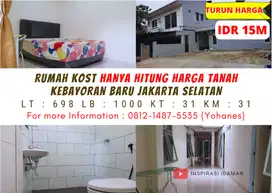 Rumah Kost 31 Kamar Kebayoran Baru hadap Timur jakarta selatan