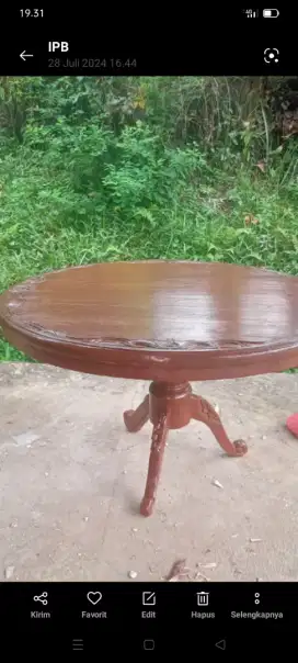 1 meja makan kayu jati bekas Bogor antik diameter 120