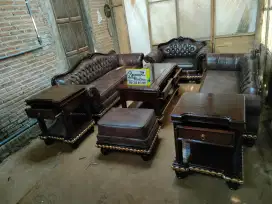 Kursi tamu sofa minimalis full kayu jati