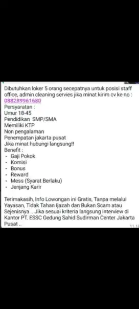 dibutuhkan loker 5 orang secepatnya