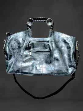 Black Leather Charles & Keith Duffel Bag Preloved