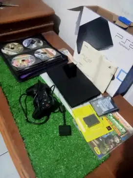 Ps2 slim mulus masih kaset lengkap stik dua game banyak