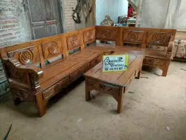 Kursi tamu sudut minimalis full kayu jati