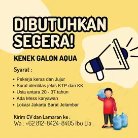 Dibutuhkan kenek aqua galon