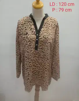 Blouse Polkadot Coklat Preloved
