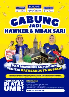 Dibutuhkan penjual roti keliling (Hawker) sari roti