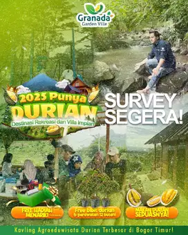 Tanah Kavling dan Vila di Area Agrowisata Durian Terluas Bogor Timur