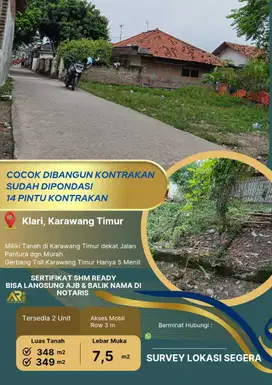 Tanah Sudah Pondasi 14 Pintu Kontrakan Dijual Murah di Karawang