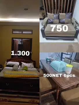 Kasur Divan Jati 155x200 + Sofa Bed + Kursi Makan Jati