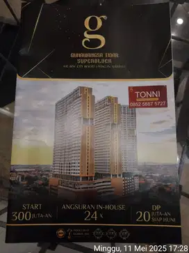 Disewakan Apartemen Gunawangsa Tidar Superblock Surabaya, Type 2 kamar