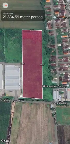 Di Jual lahan tanah Sawah Area industri ( pabrik & Gudang ) sidoarjo