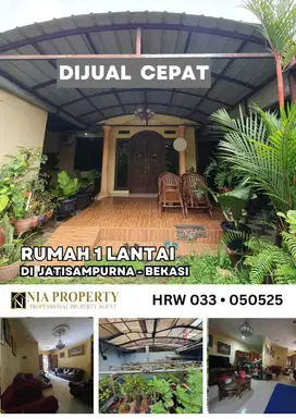 Dijual Cepat Rumah 1 lantai di Jatisampurna Bekasi