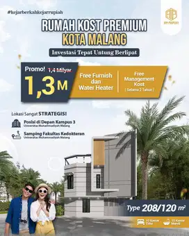 RUMAH KOS PREMIUM 10  KAMAR KOTA MALANG DEPAN KAMPUS UMM