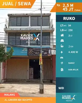 c055 Dijual atau Disewakan Ruko Jejer Lokasi poros jalan L.A Sucipto,