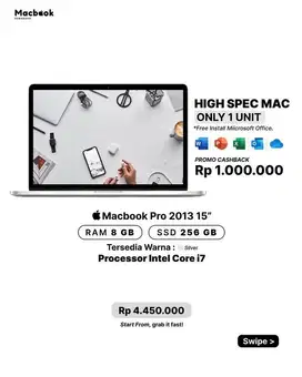 Macbook Pro 2013 RAM 8/256 GB Intel Core i7