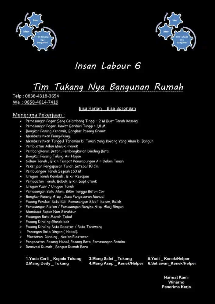 Tukang Bangunan,baja ringan,mebel,aluminium,gali tanah
