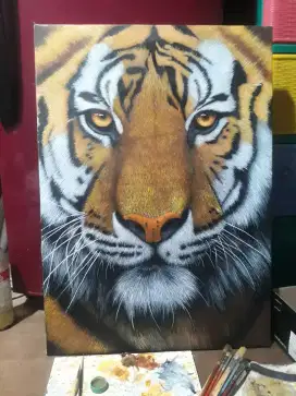 Lukisan kanvas tanpa bingkai, ukuran 70cmX60cm, cat minyak di kanvas..