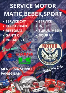 Service motor matic,bebek, sport injeksi/karburator