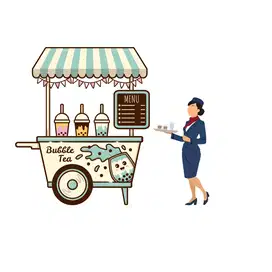 Penjaga stand minuman dan makanan