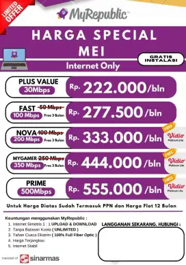 Promo Wifi MyRepublic Jabodetabek