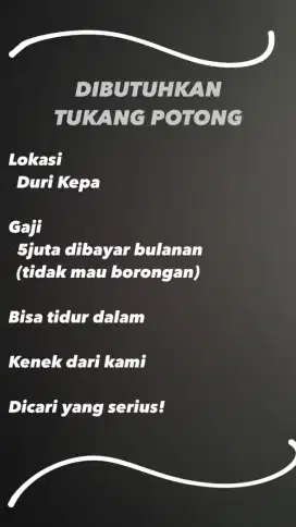 LOKER TUKANG POTONG KONVEKSI