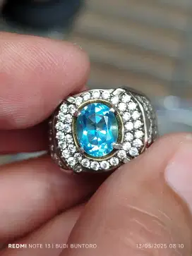 Blue topaz 2.40 carat ring perak memo MGL