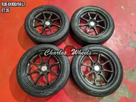 Jual velg + ban r16 4x100 4x114,3 city mobilio jazz brio dll