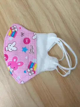 Masker Anak Warna Pink Motif Boneka Kelinci