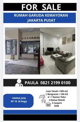Rumah Garuda Kemayoran Jakarta Pusat Rp 18 M Nego