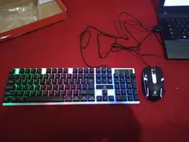 Keyboard PC Gaming JK-1980 Plus Mouse- Keyboard Komputer Lampu LED