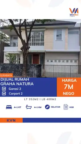 Dijual Rumah Mewah 2 Lantai Graha Natura Surabaya Siap Huni